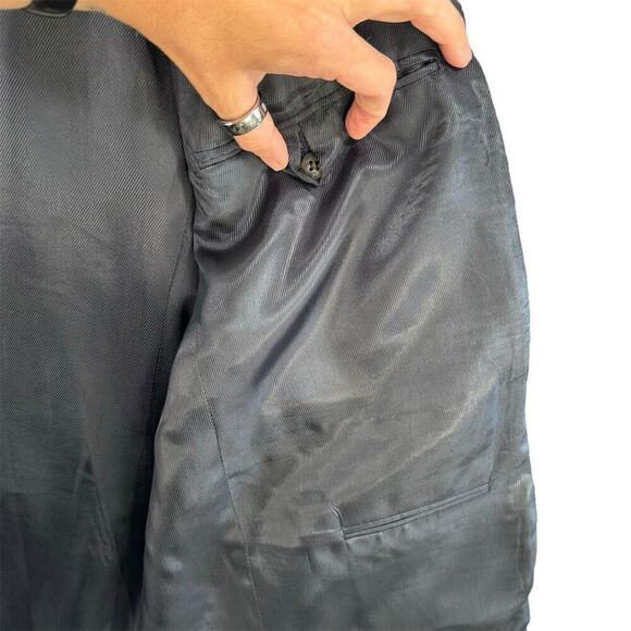 Light Academia Blazer Size 48L Oscar de la Renta Men Gray Check Classic Fit READ - Picture 12 of 13